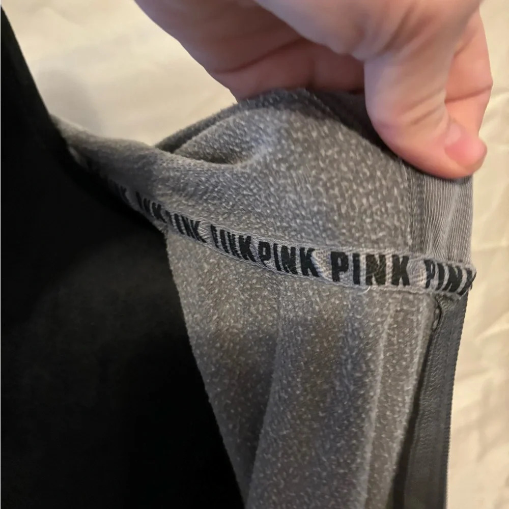 PINK Victorias Secret Logo Cropped Zip-up Hoodie Sweatshirt Small - Picture 9 of 11